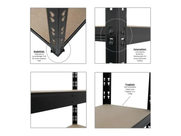 PROREGAL Mega Deal 2x Schwerlastregal APOLLO HxBxT 180 x 75 x 30 cm Fachlast 175kg Schwarz