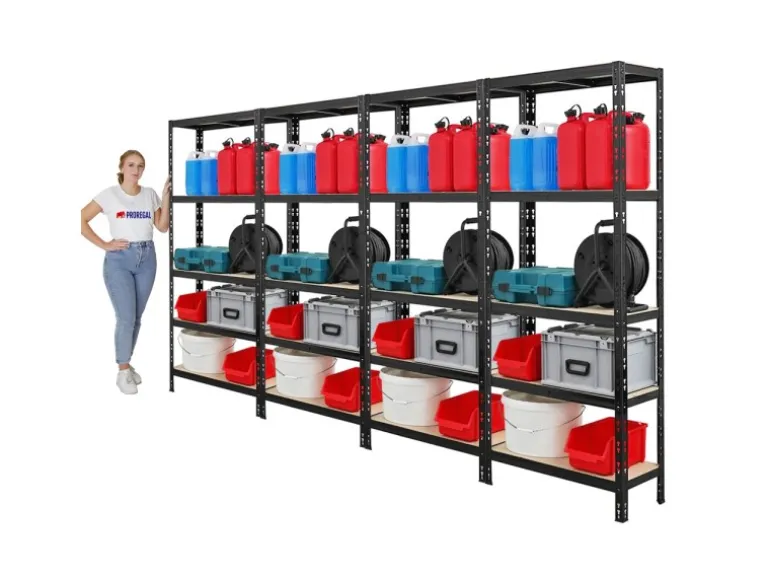 PROREGAL Mega Deal 4x Schwerlastregal APOLLO HxBxT 180 x 75 x 30 cm Fachlast 175kg Schwarz