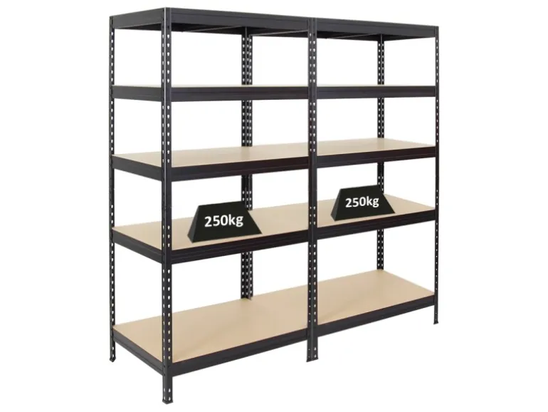 PROREGAL Mega Deal 2x Schwerlastregal Rivet HxBxT 180 x 90 x 60 cm Fachlast 250 kg Schwarz