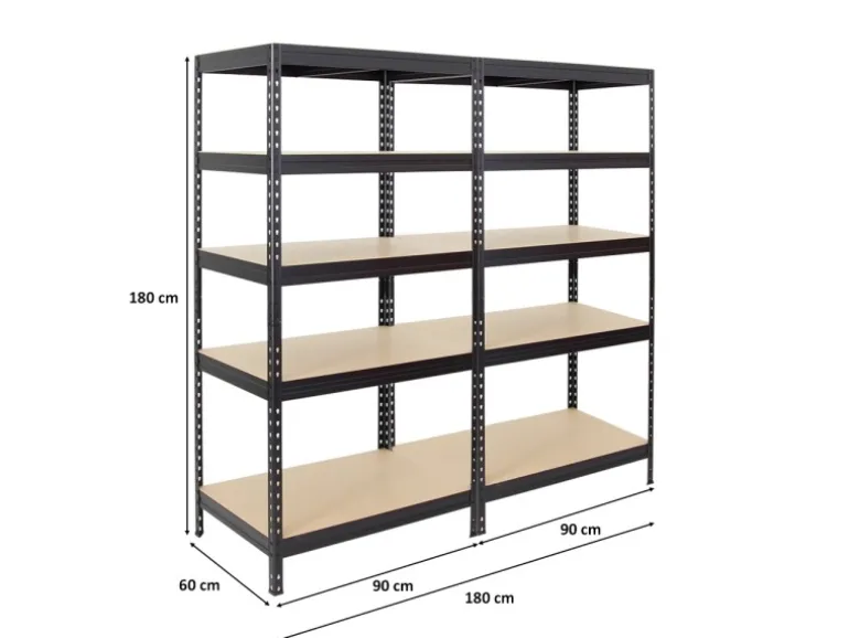 PROREGAL Mega Deal 2x Schwerlastregal Rivet HxBxT 180 x 90 x 60 cm Fachlast 250 kg Schwarz