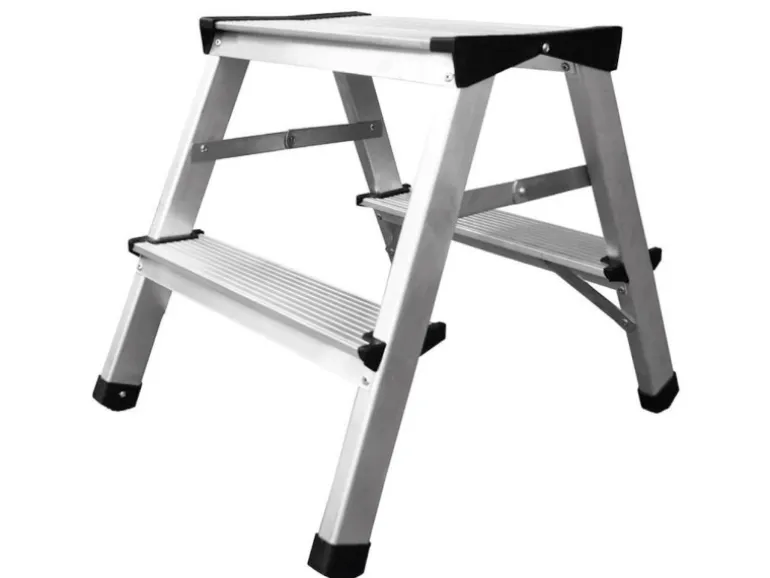 PROREGAL Metal Double Giraffe Doppelseitige-Aluminium-Stufenstehleiter 2 Stufen 125 kg Tragkraft Leiter Trittleiter Stufenleiter Haushaltsleiter