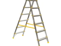 PROREGAL Metal Double Giraffe Doppelseitige-Aluminium-Stufenstehleiter 6 Stufen 132 cm Hoch 150 kg Tragkraft Leiter Trittleiter Haushaltsleiter