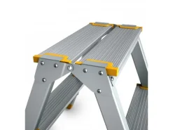 PROREGAL Metal Double Giraffe Doppelseitige-Aluminium-Stufenstehleiter 6 Stufen 132 cm Hoch 150 kg Tragkraft Leiter Trittleiter Haushaltsleiter