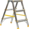 PROREGAL Metal Double Giraffe Doppelseitige-Aluminium-Stufenstehleiter 3 Stufen 63 cm Hoch 150 kg Tragkraft Leiter Trittleiter Haushaltsleiter