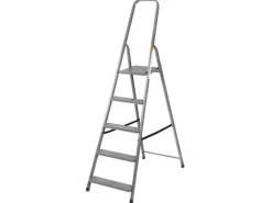 PROREGAL Metal Single Giraffe Einseitige-Metall-Bügelleiter 5 Stufen 173 cm Hoch 125 kg Tragkraft Stahl Trittleiter Stufenleiter Stehleiter