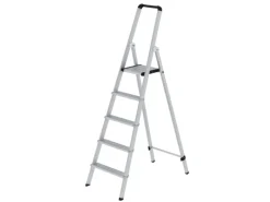 PROREGAL ML Stufen-Stehleiter Einseitig Begehbar Aluminium Eloxiert 5 Stufen