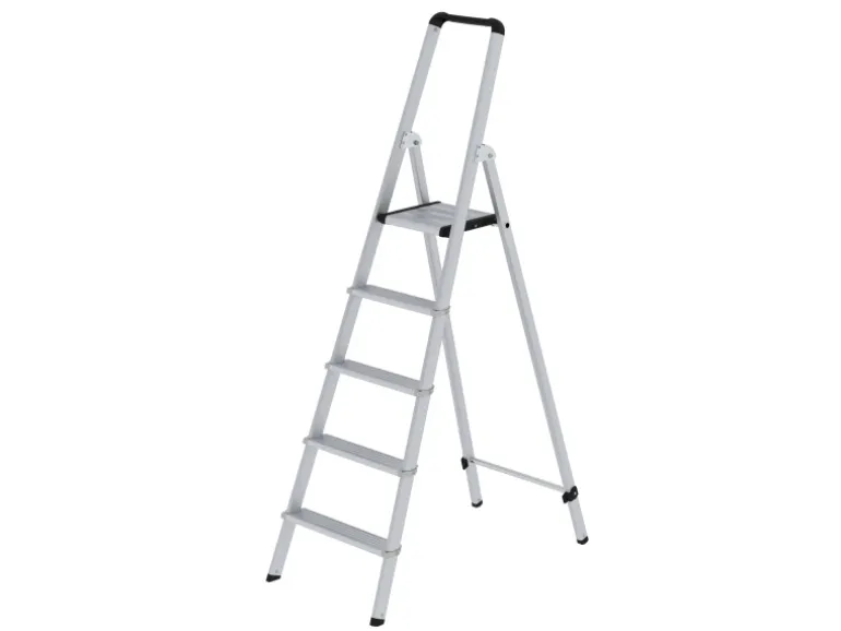 PROREGAL ML Stufen-Stehleiter Einseitig Begehbar Aluminium Eloxiert 5 Stufen