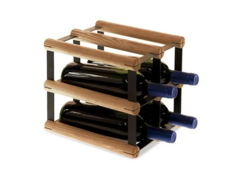 PROREGAL Modulares Weinregal Vinotega Mod Metal HxBxT 22,5 x 22,5 x 24,5 cm 2 x 2 Flaschen Massives Kiefernholz Braun Geölt