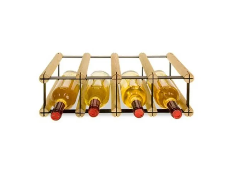 PROREGAL Modulares Weinregal Vinotega Mod Metal HxBxT 12,5 x 42,5 x 24,5 cm 4 x 1 Flaschen Massives Kiefernholz Natur