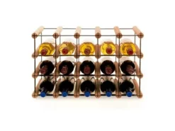 PROREGAL Modulares Weinregal Vinotega Mod Metal HxBxT 32,5 x 52,5 x 24,5 cm 5 x 3 Flaschen Massives Kiefernholz Braun Geölt