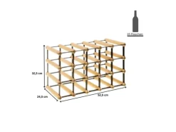 PROREGAL Modulares Weinregal Vinotega Mod Metal HxBxT 32,5 x 52,5 x 24,5 cm 5 x 3 Flaschen Massives Kiefernholz Braun Geölt