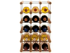 PROREGAL Modulares Weinregal Vinotega Mod Metal HxBxT 52,5 x 32,5 x 24,5 cm 3 x 5 Flaschen Massives Kiefernholz Braun Geölt