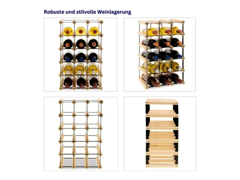 PROREGAL Modulares Weinregal Vinotega Mod Metal HxBxT 52,5 x 32,5 x 24,5 cm 3 x 5 Flaschen Massives Kiefernholz Braun Geölt