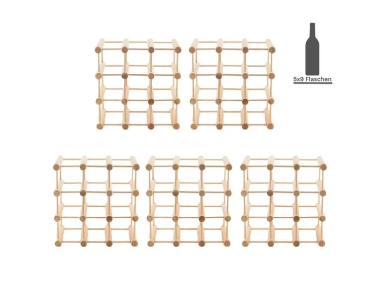 PROREGAL Modulares Weinregal Vinotega Mod HxBxT 36 x 36 x 24 cm 5 x 9 Flaschen Massives Eichenholz Natur