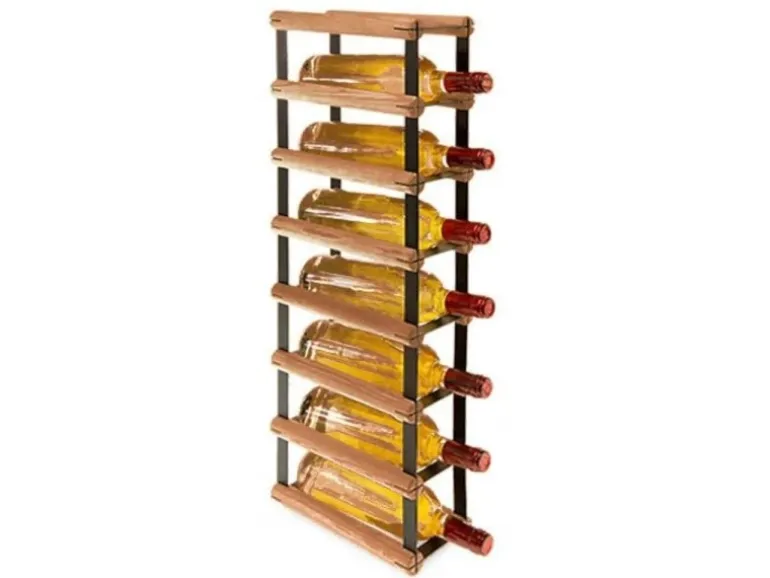 PROREGAL Modulares Weinregal Vinotega Mod Metal HxBxT 72,5 x 12,5 x 24,5 cm 1 x 7 Flaschen Massives Kiefernholz Braun Geölt
