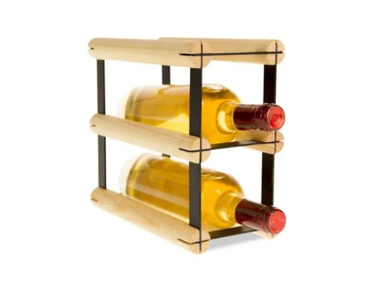 PROREGAL Modulares Weinregal Vinotega Mod Metal HxBxT 22,5 x 12,5 x 24,5 cm 1 x 2 Flaschen Massives Kiefernholz Natur