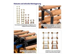 PROREGAL Modulares Weinregal Vinotega Mod Metal HxBxT 62,5 x 52,5 x 24,5 cm 5 x 6 Flaschen Massives Kiefernholz Braun Geölt