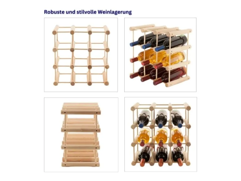 PROREGAL Modulares Weinregal Vinotega Mod HxBxT 36 x 36 x 24 cm 4 x 9 Flaschen Massives Kiefernholz Natur