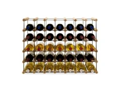 PROREGAL Modulares Weinregal Vinotega Mod Metal HxBxT 52,5 x 72,5 x 24,5 cm 7 x 5 Flaschen Massives Kiefernholz Natur