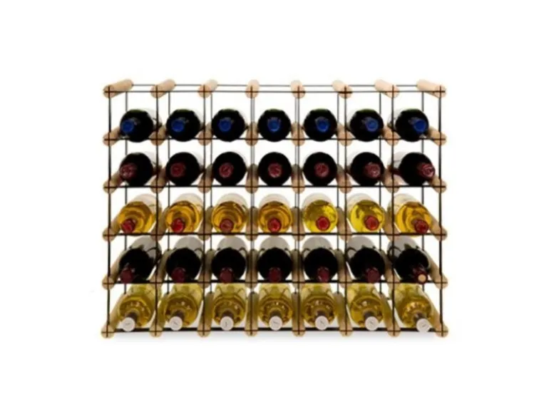 PROREGAL Modulares Weinregal Vinotega Mod Metal HxBxT 52,5 x 72,5 x 24,5 cm 7 x 5 Flaschen Massives Kiefernholz Natur