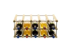 PROREGAL Modulares Weinregal Vinotega Mod Metal HxBxT 22,5 x 52,5 x 24,5 cm 5 x 2 Flaschen Massives Kiefernholz Natur