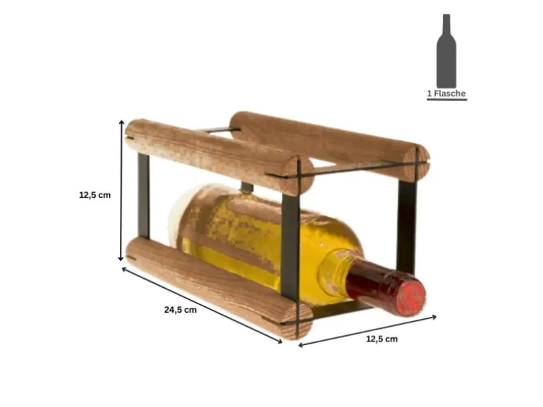 PROREGAL Modulares Weinregal Vinotega Mod Metal HxBxT 12,5 x 12,5 x 24,5 cm 1 x 1 Flasche Massives Kiefernholz Braun Geölt