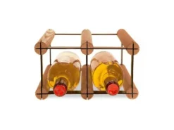 PROREGAL Modulares Weinregal Vinotega Mod Metal HxBxT 12,5 x 22,5 x 24,5 cm 2 x 1 Flaschen Massives Kiefernholz Braun Geölt