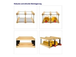 PROREGAL Modulares Weinregal Vinotega Mod Metal HxBxT 12,5 x 22,5 x 24,5 cm 2 x 1 Flaschen Massives Kiefernholz Braun Geölt