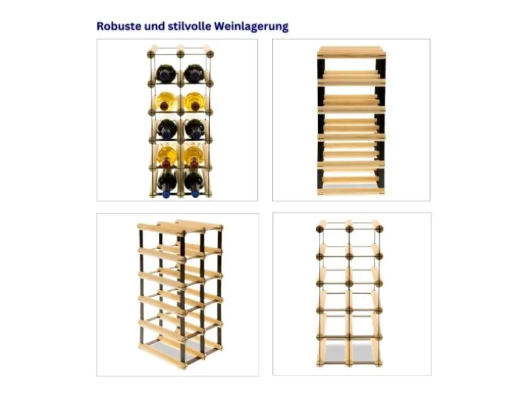 PROREGAL Modulares Weinregal Vinotega Mod Metal HxBxT 52,5 x 22,5 x 24,5 cm 2 x 5 Flaschen Massives Kiefernholz Braun Geölt