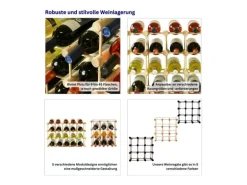 PROREGAL Modulares Weinregal Vinotega Mod HxBxT 36 x 36 x 24 cm 5 x 9 Flaschen Massives Eichenholz Geölt