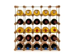 PROREGAL Modulares Weinregal Vinotega Mod Metal HxBxT 52,5 x 52,5 x 24,5 cm 5 x 5 Flaschen Massives Kiefernholz Braun Geölt