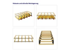 PROREGAL Modulares Weinregal Vinotega Mod Metal HxBxT 12,5 x 52,5 x 24,5 cm 5 x 1 Flaschen Massives Kiefernholz Braun Geölt