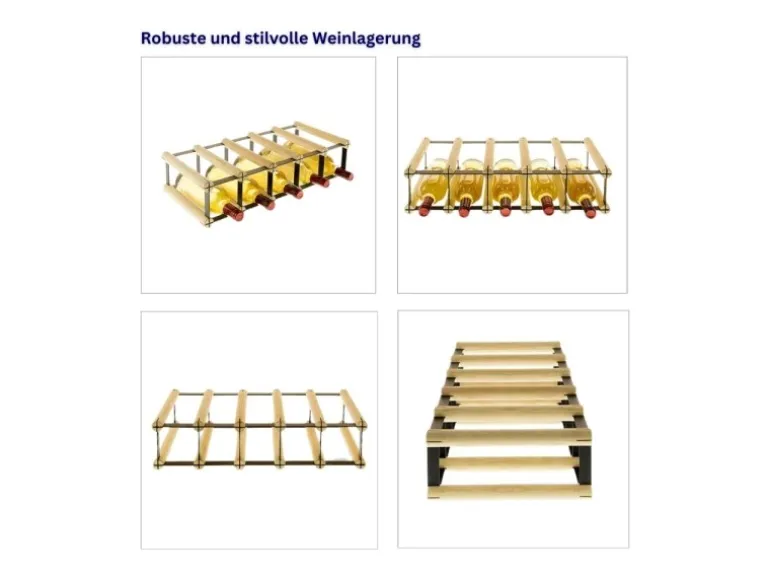 PROREGAL Modulares Weinregal Vinotega Mod Metal HxBxT 12,5 x 52,5 x 24,5 cm 5 x 1 Flaschen Massives Kiefernholz Braun Geölt
