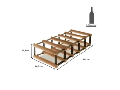 PROREGAL Modulares Weinregal Vinotega Mod Metal HxBxT 12,5 x 52,5 x 24,5 cm 5 x 1 Flaschen Massives Kiefernholz Braun Geölt