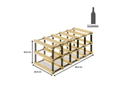 PROREGAL Modulares Weinregal Vinotega Mod Metal HxBxT 22,5 x 52,5 x 24,5 cm 5 x 2 Flaschen Massives Kiefernholz Braun Geölt