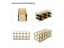 PROREGAL Modulares Weinregal Vinotega Mod Metal HxBxT 22,5 x 52,5 x 24,5 cm 5 x 2 Flaschen Massives Kiefernholz Braun Geölt