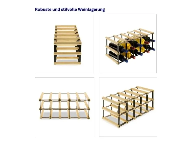 PROREGAL Modulares Weinregal Vinotega Mod Metal HxBxT 22,5 x 52,5 x 24,5 cm 5 x 2 Flaschen Massives Kiefernholz Braun Geölt