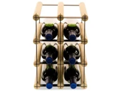 PROREGAL Modulares Weinregal Vinotega Mod Metal HxBxT 32,5 x 22,5 x 24,5 cm 2 x 3 Flaschen Massives Kiefernholz Natur