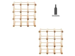 PROREGAL Modulares Weinregal Vinotega Mod HxBxT 36 x 36 x 24 cm 2 x 9 Flaschen Massives Eichenholz Natur