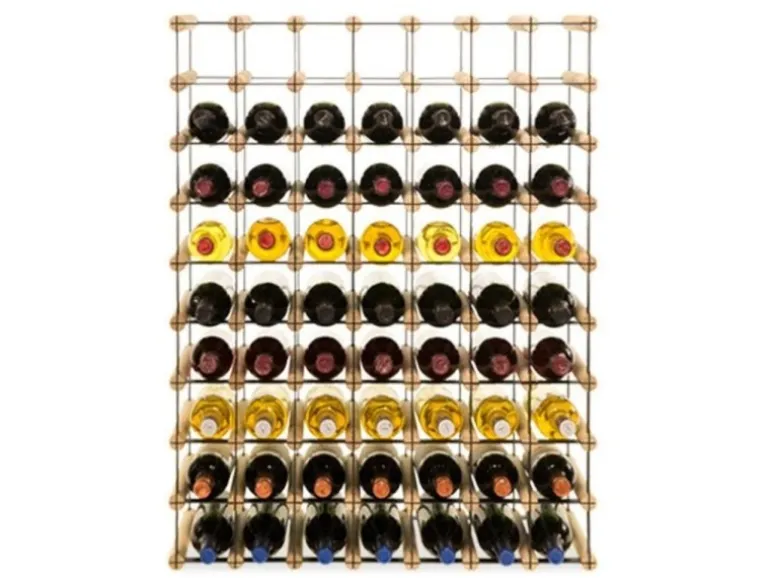 PROREGAL Modulares Weinregal Vinotega Mod Metal HxBxT 92,5 x 72,5 x 24,5 cm 7 x 9 Flaschen Massives Kiefernholz Natur