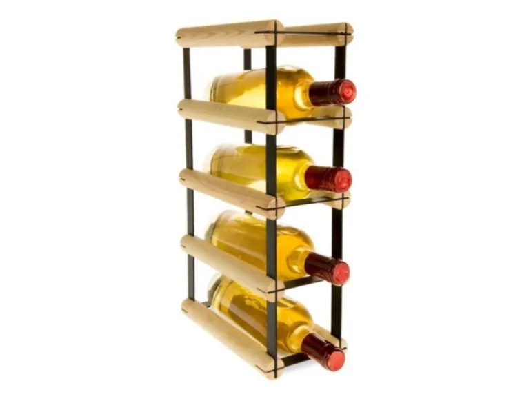 PROREGAL Modulares Weinregal Vinotega Mod Metal HxBxT 42,5 x 12,5 x 24,5 cm 1 x 4 Flaschen Massives Kiefernholz Natur