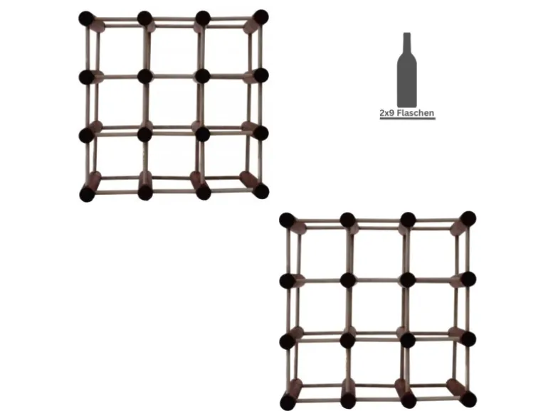 PROREGAL Modulares Weinregal Vinotega Mod HxBxT 36 x 36 x 24 cm 2 x 9 Flaschen Massives Kiefernholz Braun Geölt