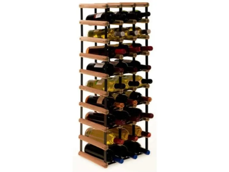 PROREGAL Modulares Weinregal Vinotega Mod Metal HxBxT 92,5 x 32,5 x 24,5 cm 3 x 9 Flaschen Massives Kiefernholz Braun Geölt