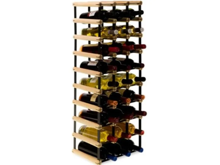 PROREGAL Modulares Weinregal Vinotega Mod Metal HxBxT 92,5 x 32,5 x 24,5 cm 3 x 9 Flaschen Massives Kiefernholz Natur