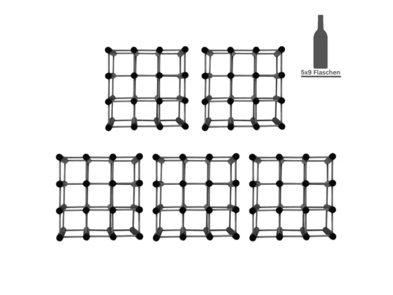 PROREGAL Modulares Weinregal Vinotega Mod HxBxT 36 x 36 x 24 cm 5 x 9 Flaschen Massives Kiefernholz Grau Geölt