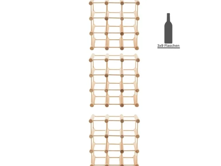 PROREGAL Modulares Weinregal Vinotega Mod HxBxT 36 x 36 x 24 cm 3 x 9 Flaschen Massives Kiefernholz Natur