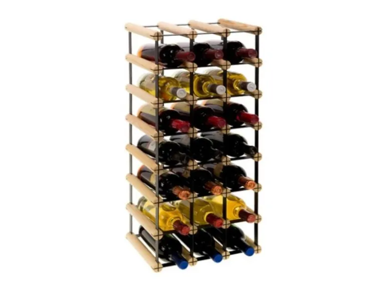 PROREGAL Modulares Weinregal Vinotega Mod Metal HxBxT 72,5 x 32,5 x 24,5 cm 3 x 7 Flaschen Massives Kiefernholz Natur