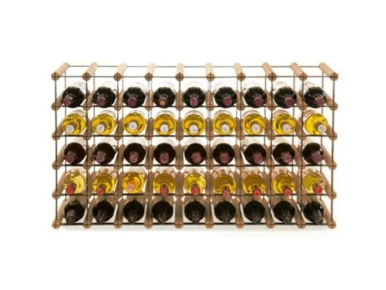 PROREGAL Modulares Weinregal Vinotega Mod Metal HxBxT 52,5 x 92,5 x 24,5 cm 9 x 5 Flaschen Massives Kiefernholz Braun Geölt
