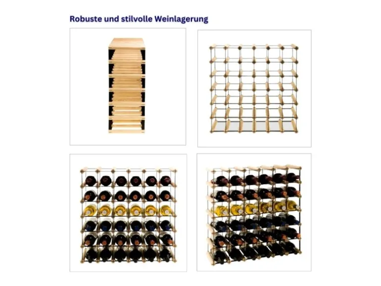 PROREGAL Modulares Weinregal Vinotega Mod Metal HxBxT 52,5 x 62,5 x 24,5 cm 6 x 5 Flaschen Massives Kiefernholz Braun Geölt