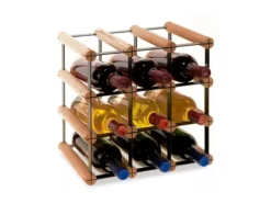 PROREGAL Modulares Weinregal Vinotega Mod Metal HxBxT 32,5 x 32,5 x 24,5 cm 3 x 3 Flaschen Massives Kiefernholz Braun Geölt